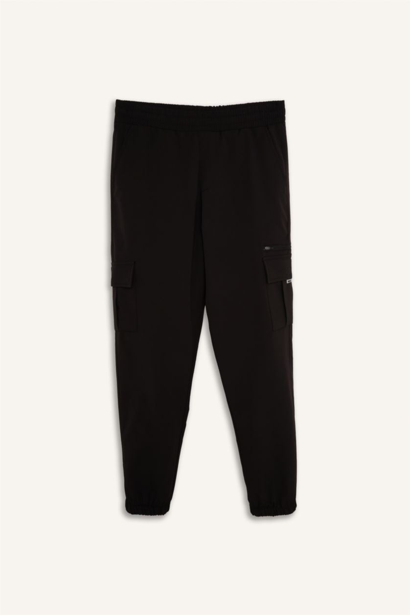 Men Black Standard Fit Woven Jogger