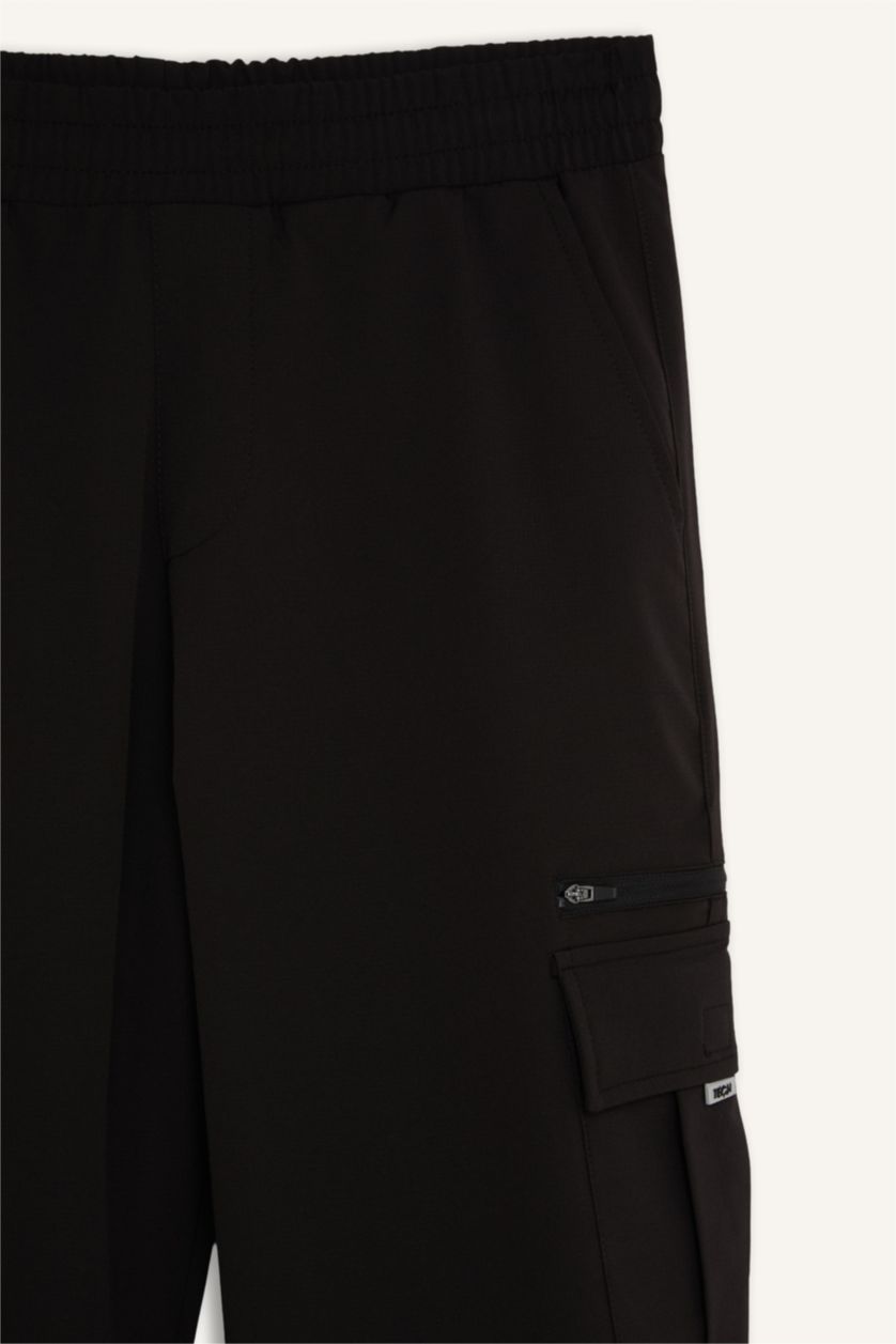 Men Black Standard Fit Woven Jogger