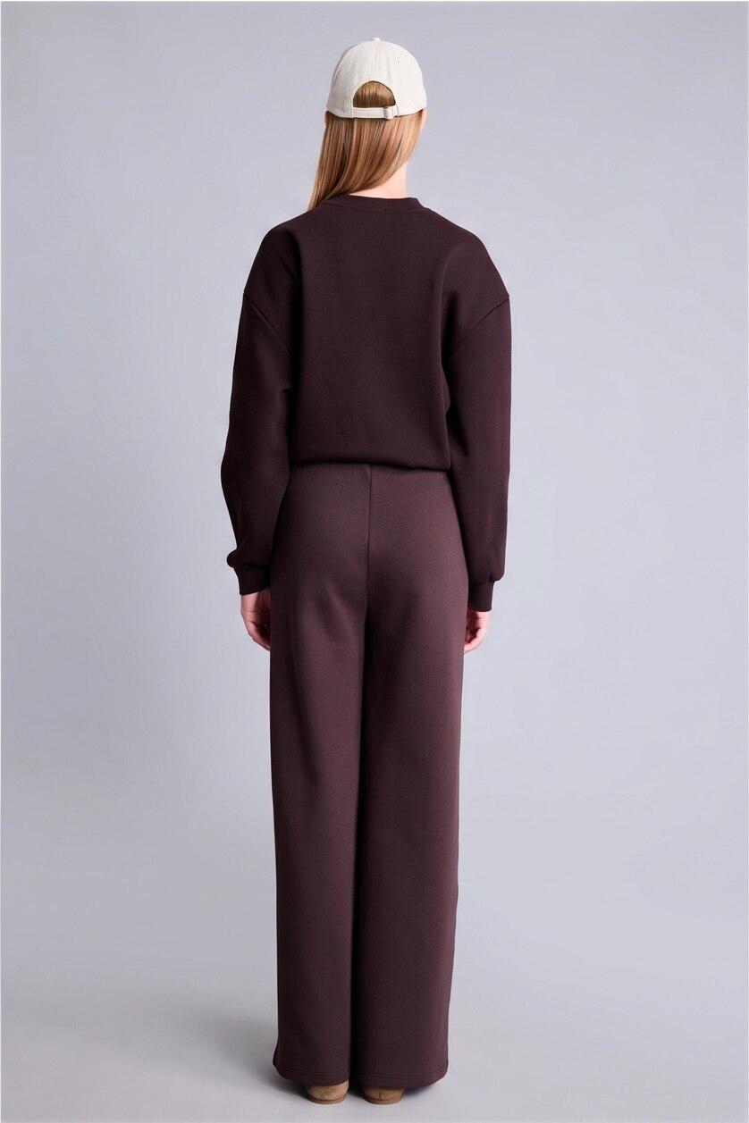 WOMAN Grey Melange Relax Fit Scuba Fabric Trousers