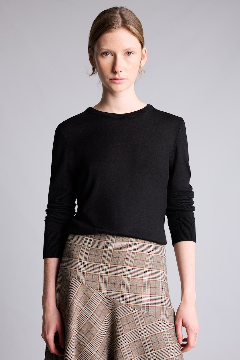 FEMME Noir Pull à col rond Coupe régulière