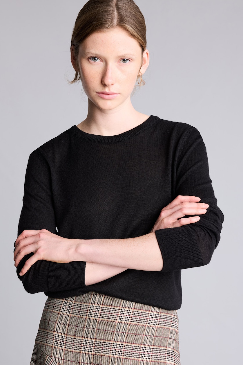 FEMME Noir Pull à col rond Coupe régulière