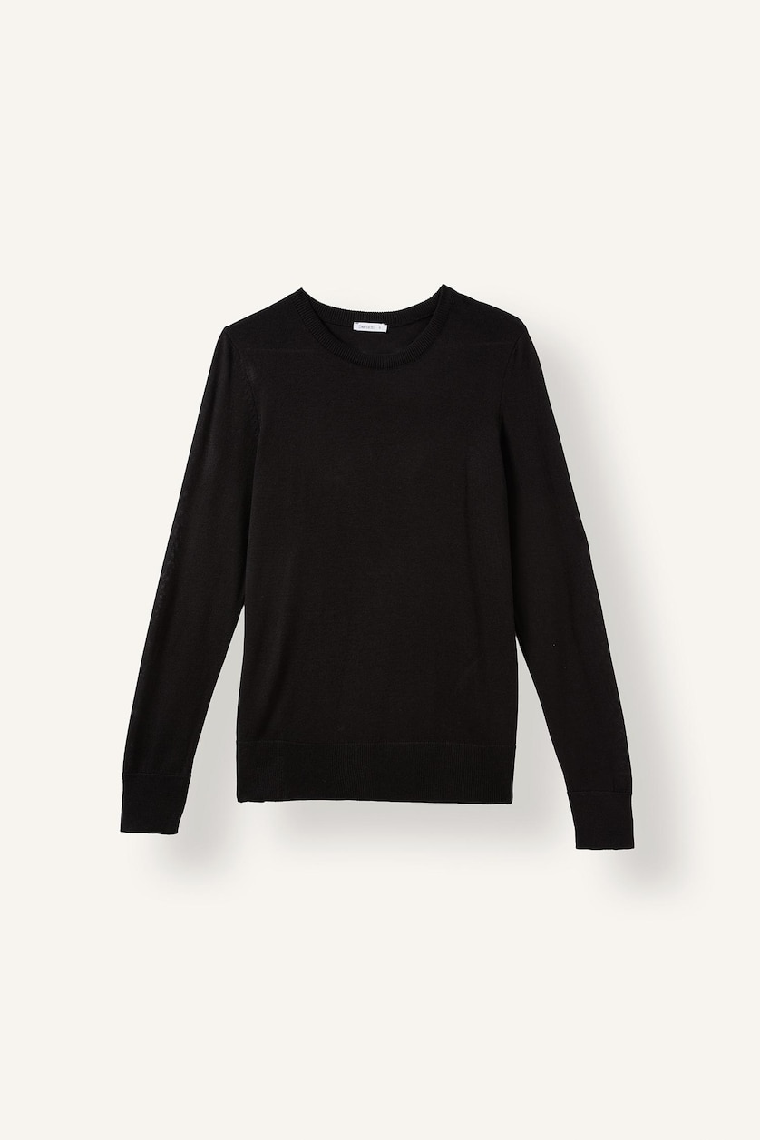 FEMME Noir Pull à col rond Coupe régulière