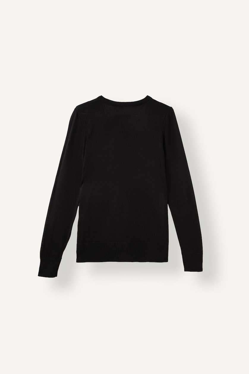 FEMME Noir Pull à col rond Coupe régulière