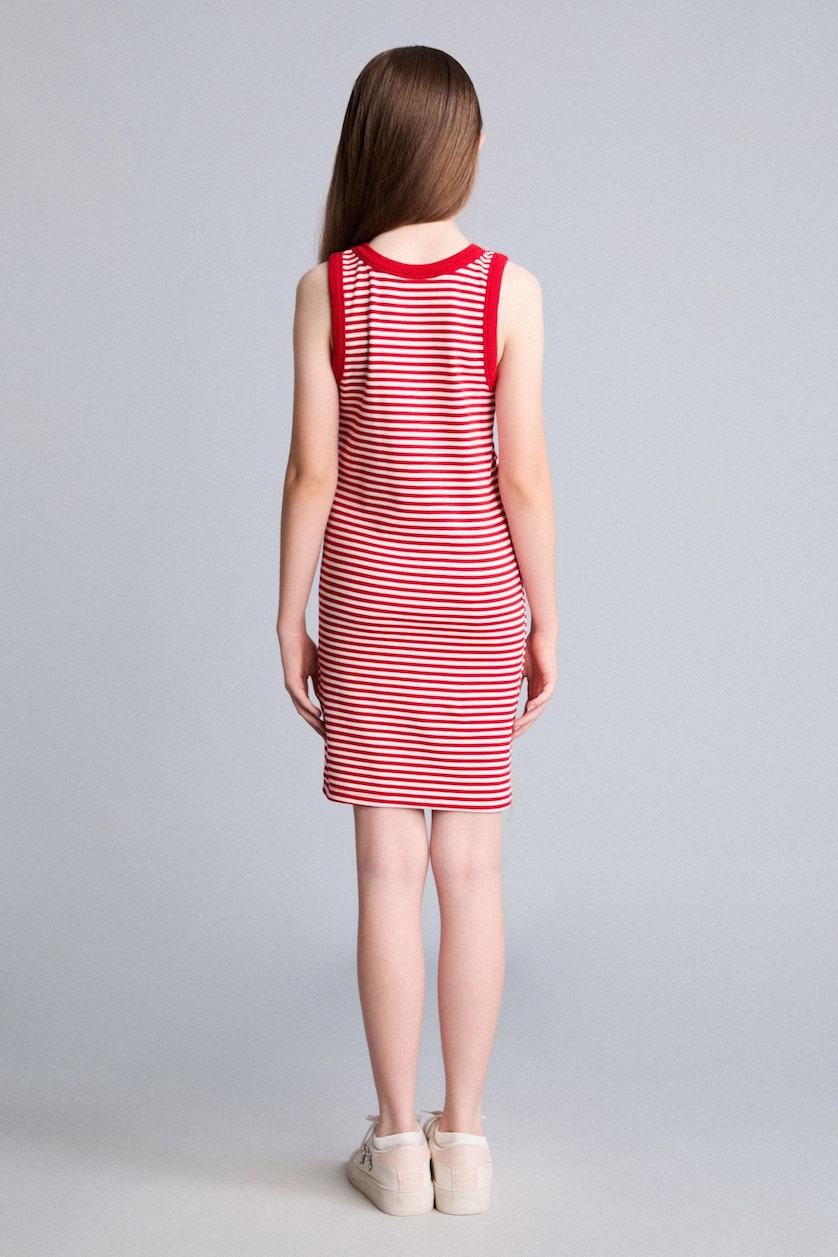 Girls & Teens Red Girl Striped Sleeveless Red Dress