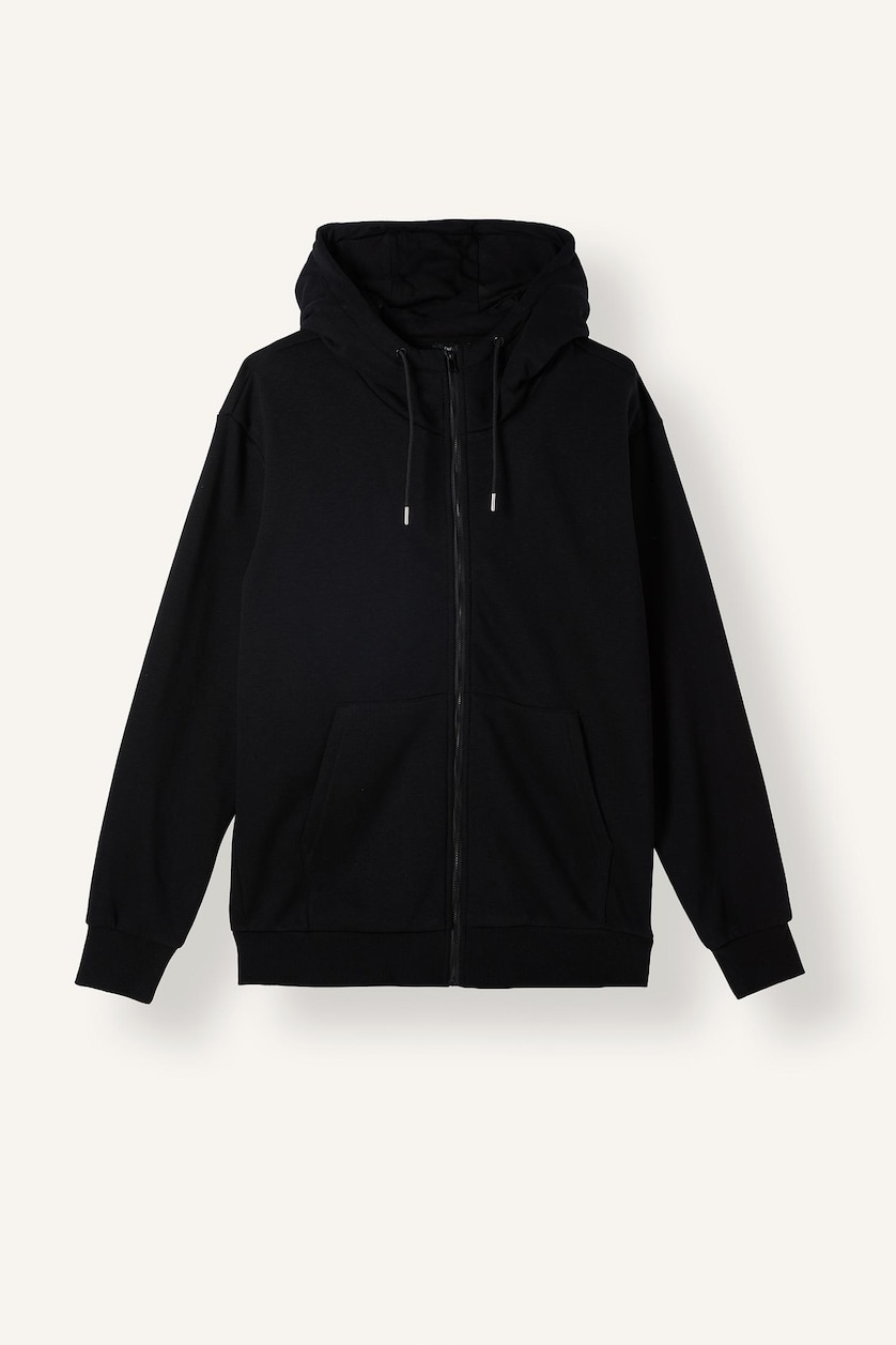 Erkek Siyah Şişirilebilir Boyun Yastıklı Fermuarlı Sweatshirt