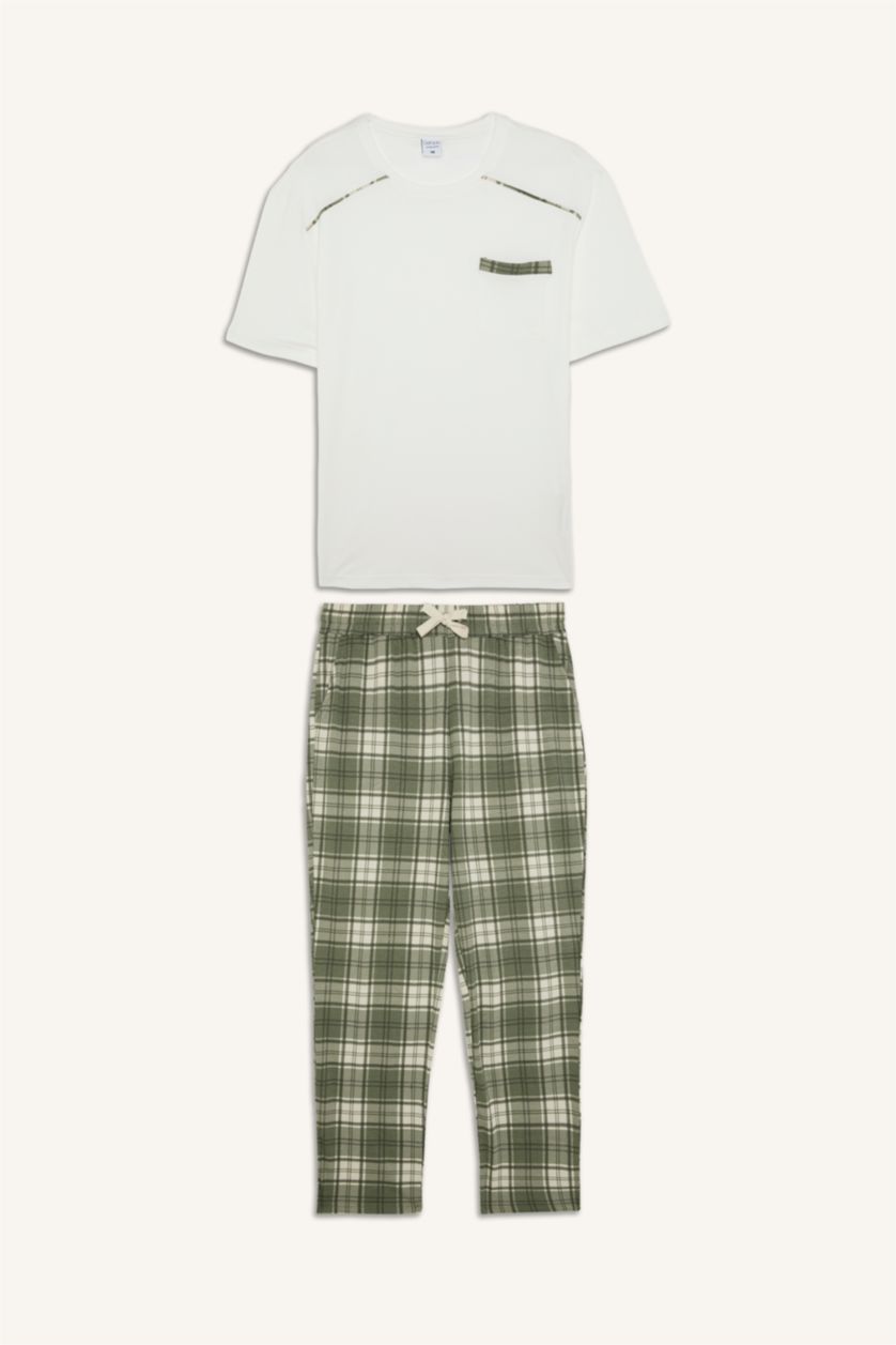 Erkek Beyaz %100 Pamuk New Regular Fit Şort Tişört 2'li Pijama Takımı