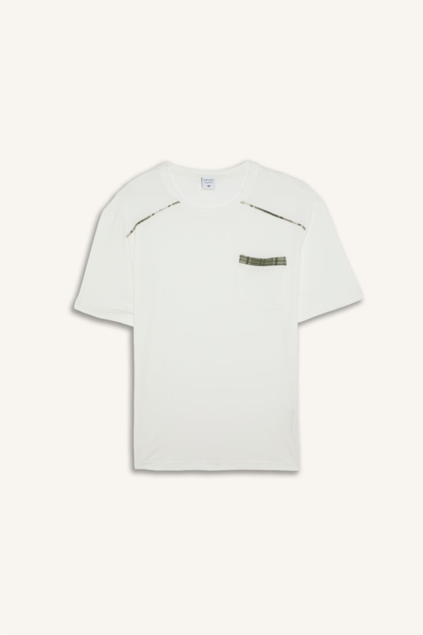Erkek Beyaz %100 Pamuk New Regular Fit Şort Tişört 2'li Pijama Takımı