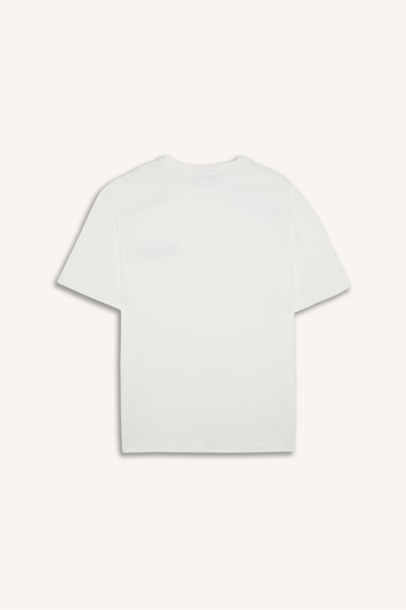 Erkek Beyaz %100 Pamuk New Regular Fit Şort Tişört 2'li Pijama Takımı