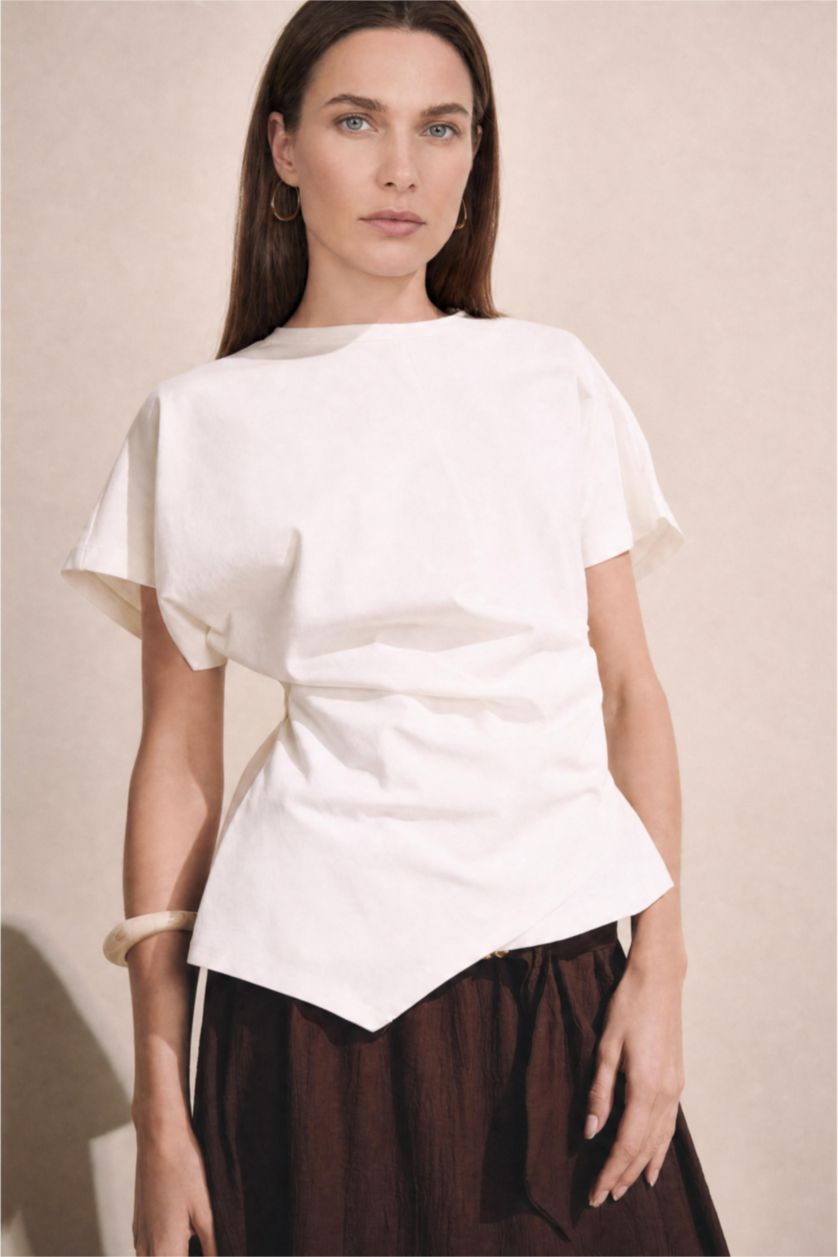 Women Ecru Short Sleeve T-Shirt