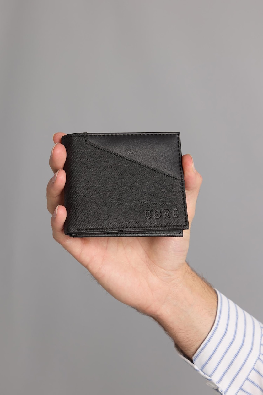 Men Black Man Faux Leather Wallets