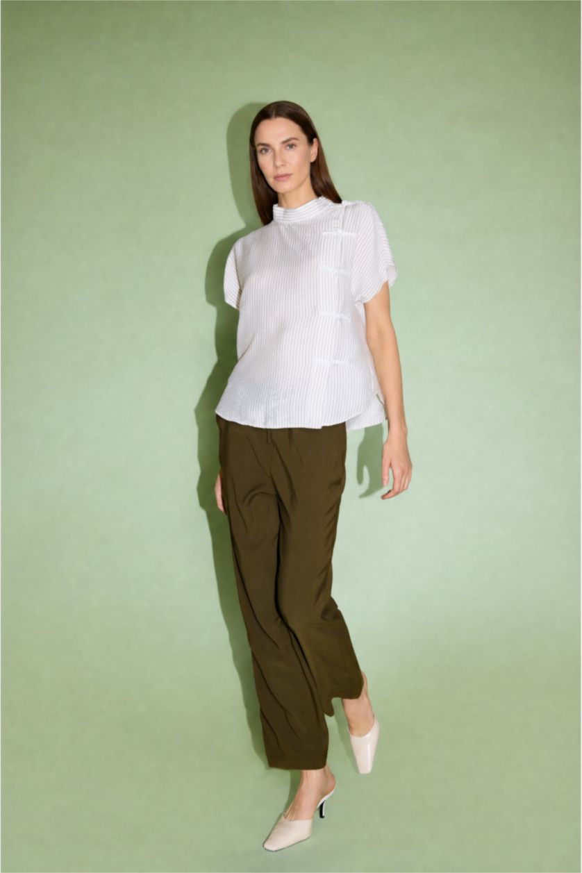 Women Ecru Relax Fit Short Sleeve Shirt