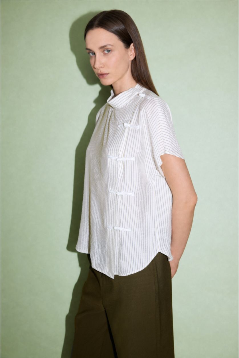 Women Ecru Relax Fit Short Sleeve Shirt