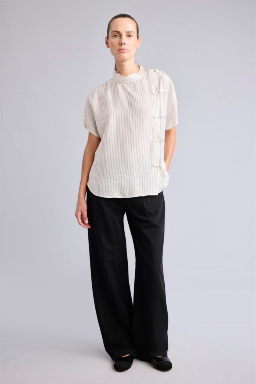 Woman Ecru Relax Fit Short Sleeve Shirt