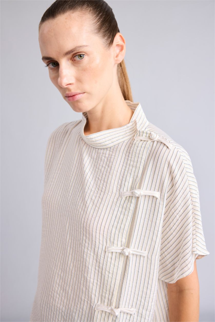 Woman Ecru Relax Fit Short Sleeve Shirt