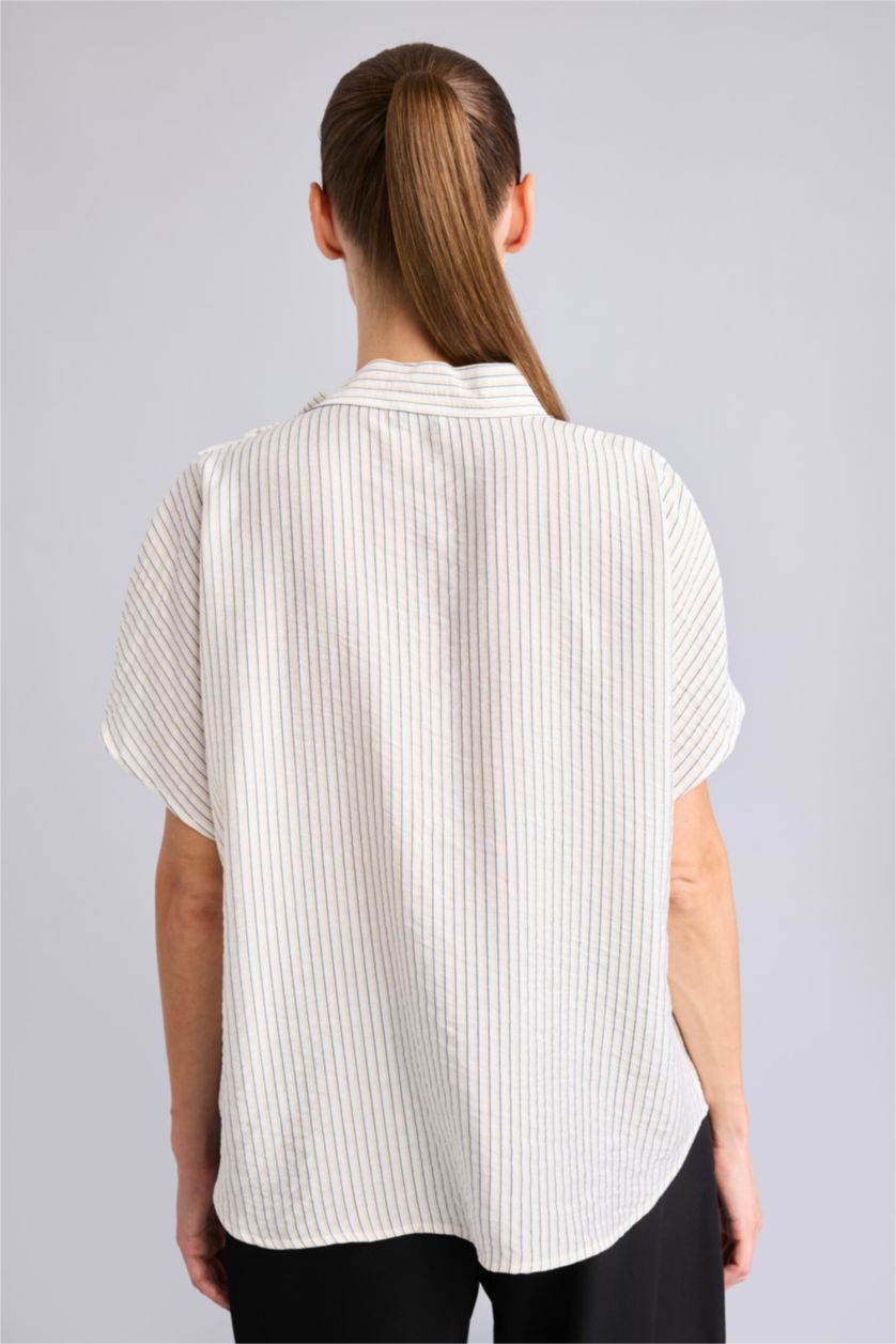 Woman Ecru Relax Fit Short Sleeve Shirt