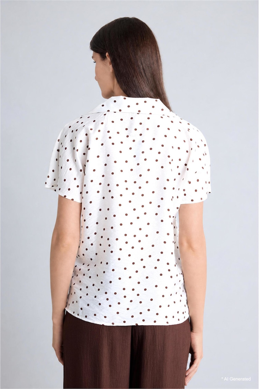 WOMAN White Relax Fit Printed Short Sleeve Blouse