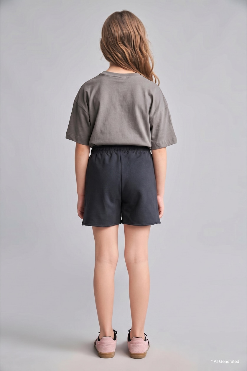 FILLES Anthracite Short anthracite K-Pop à taille élastique pour fille