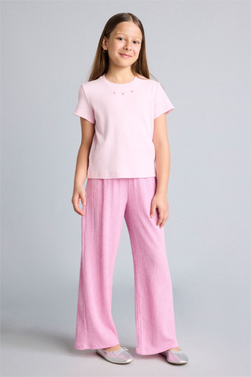Young Girls - Teen Girls Pink Culotte Fit Trousers