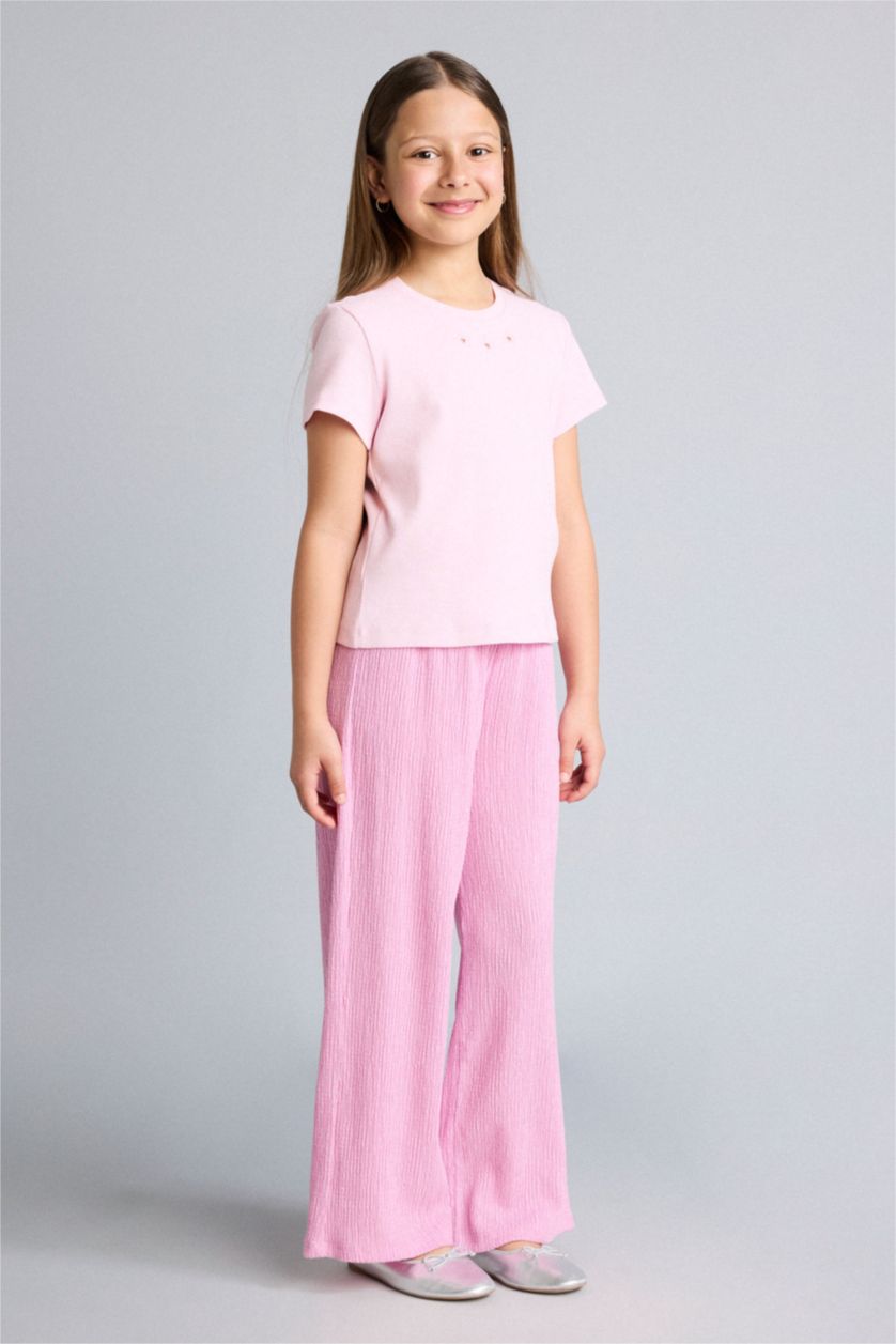 Young Girls - Teen Girls Pink Culotte Fit Trousers