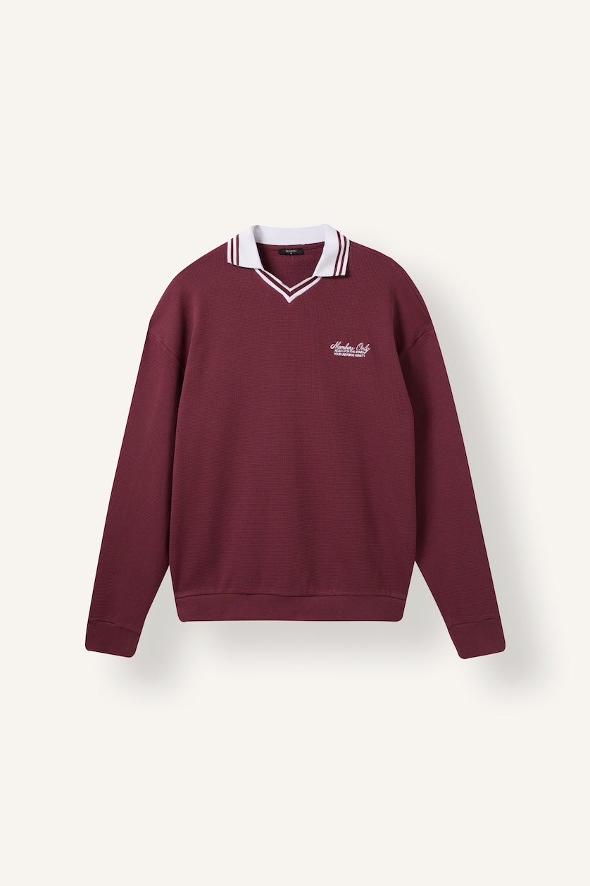 Men Bordeaux Boxy Fit Sweatshirt