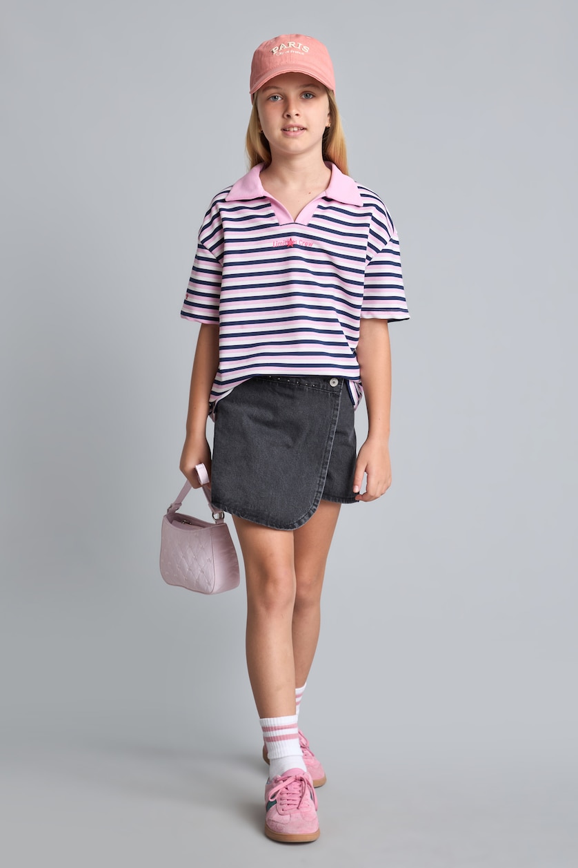 FILLES Violet Polo lilas imprimé à manches courtes pour fille