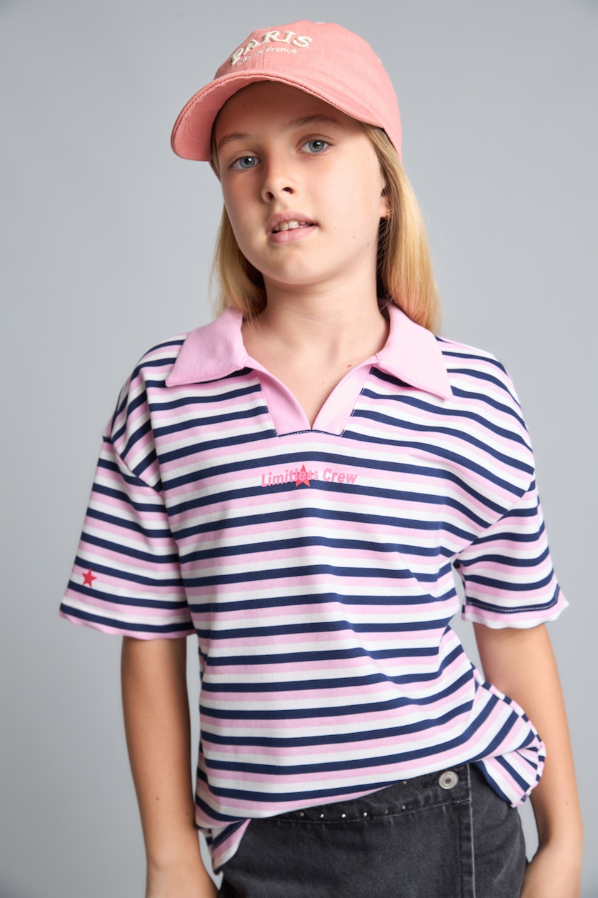 FILLES Violet Polo lilas imprimé à manches courtes pour fille