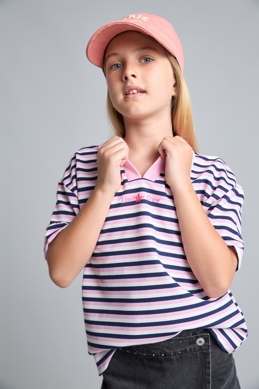 FILLES Violet Polo lilas imprimé à manches courtes pour fille