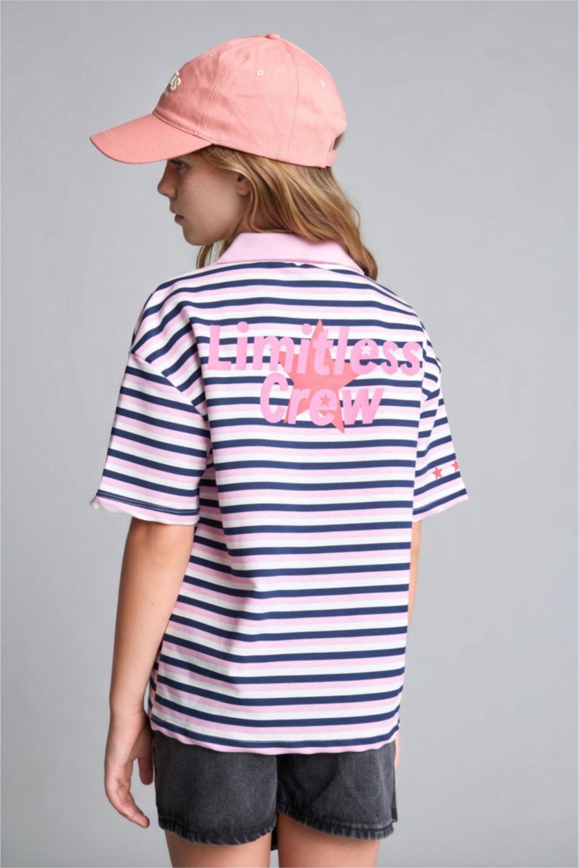 GIRLS & TEENS Lilac تيشيرت بولو بناتي نص كم قماش خفيف