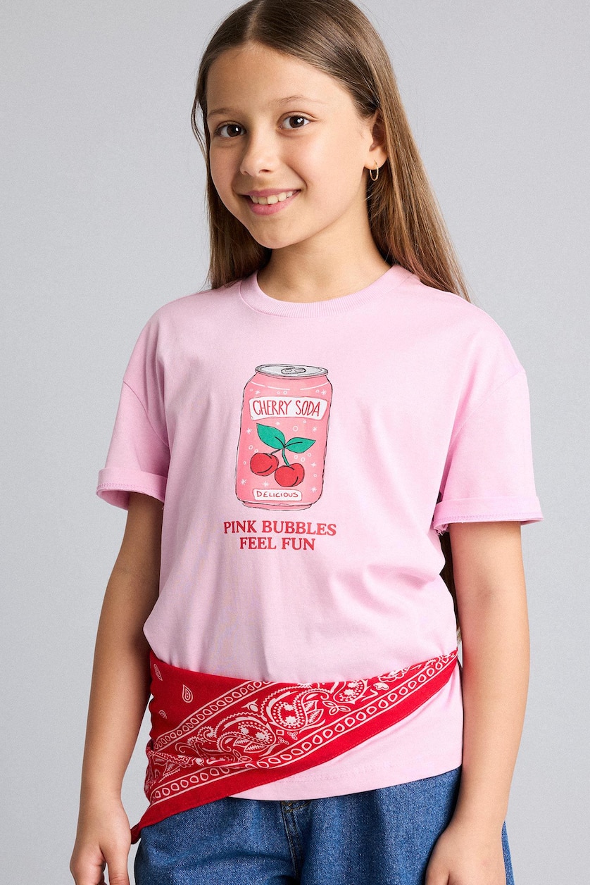 GIRLS & TEENS Light Pink Girl Printed Light Pink T-Shirt