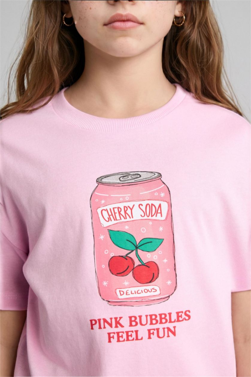 Young Girls - Teen Girls Light Pink Girl Printed Light Pink T-Shirt