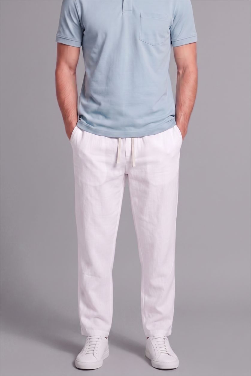 Men Ecru Regular Fit Trousers