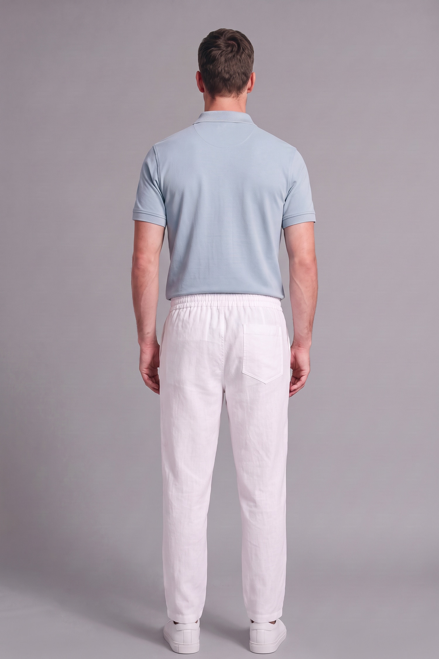 Men Ecru Regular Fit Trousers