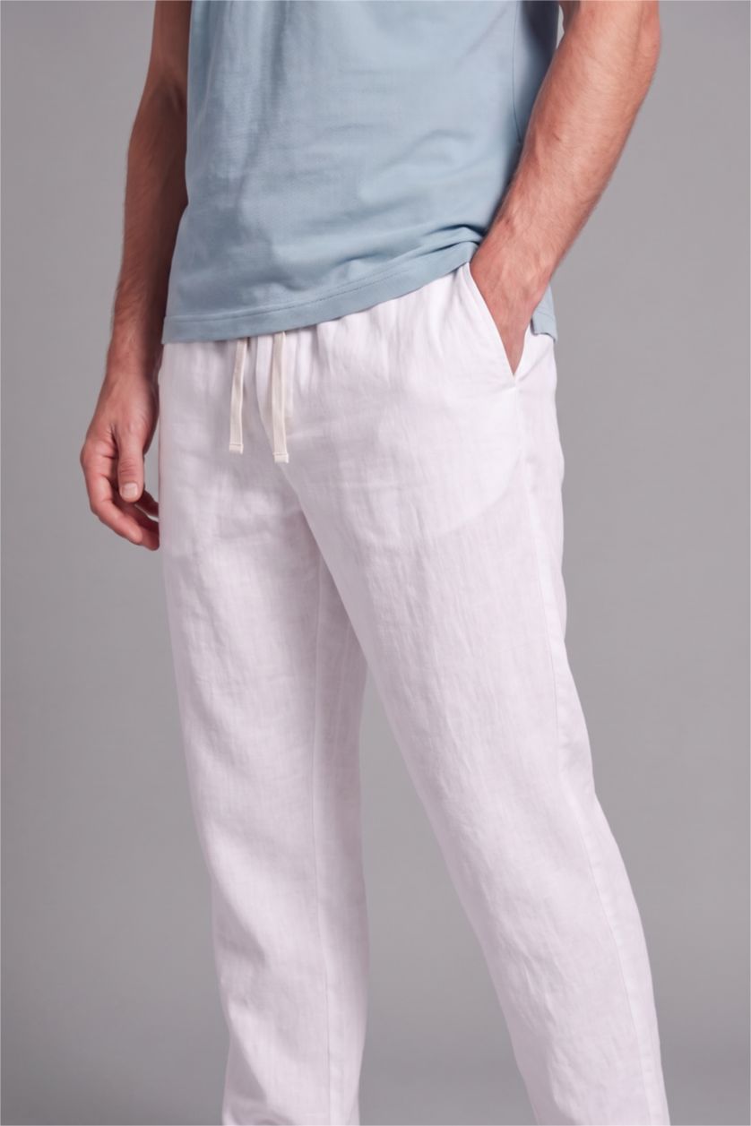 Men Ecru Regular Fit Trousers