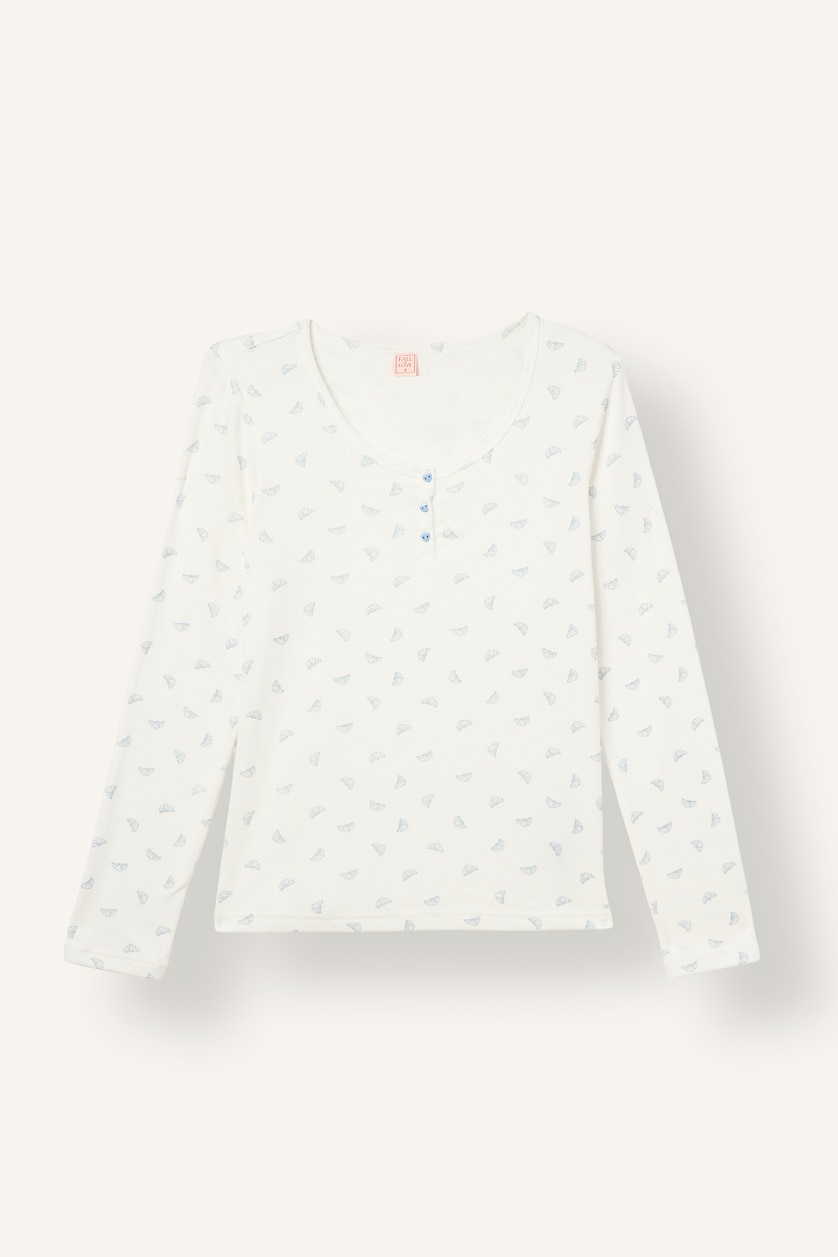 Kadın Ekru Regular Fit Desenli Pijama Takımı