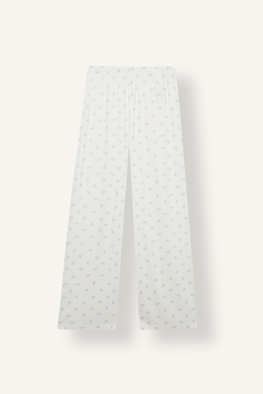 FEMME Écru Ensemble pyjama fleuri à manches longues avec boutons Coupe régulière