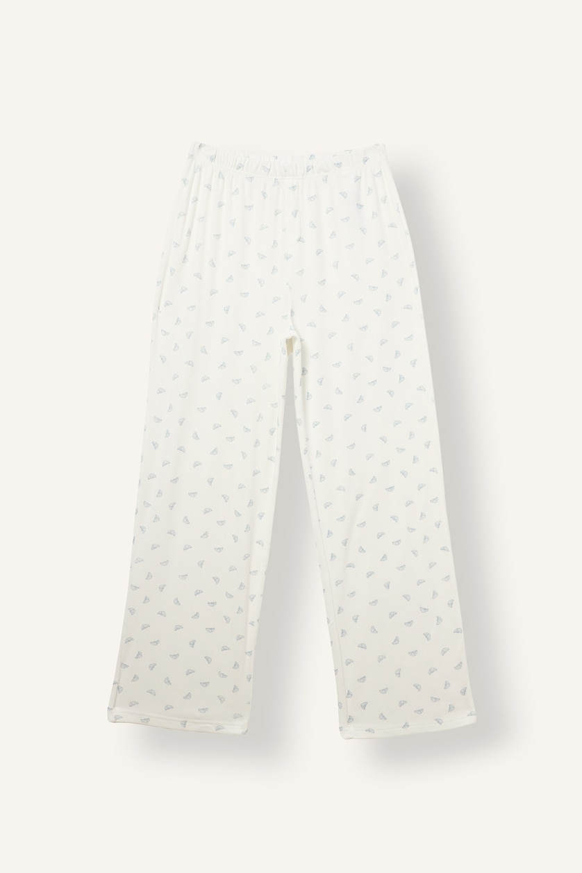 Kadın Ekru Regular Fit Desenli Pijama Takımı