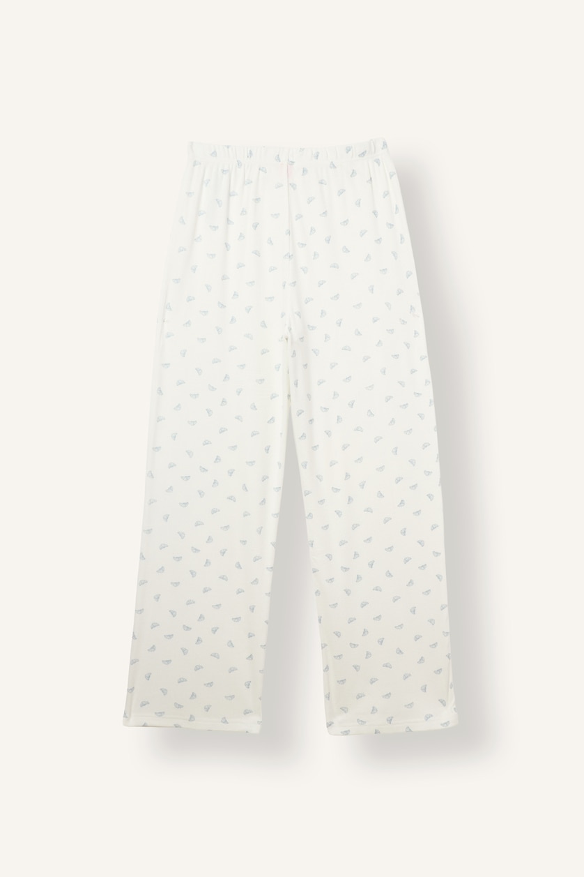 Kadın Ekru Regular Fit Desenli Pijama Takımı