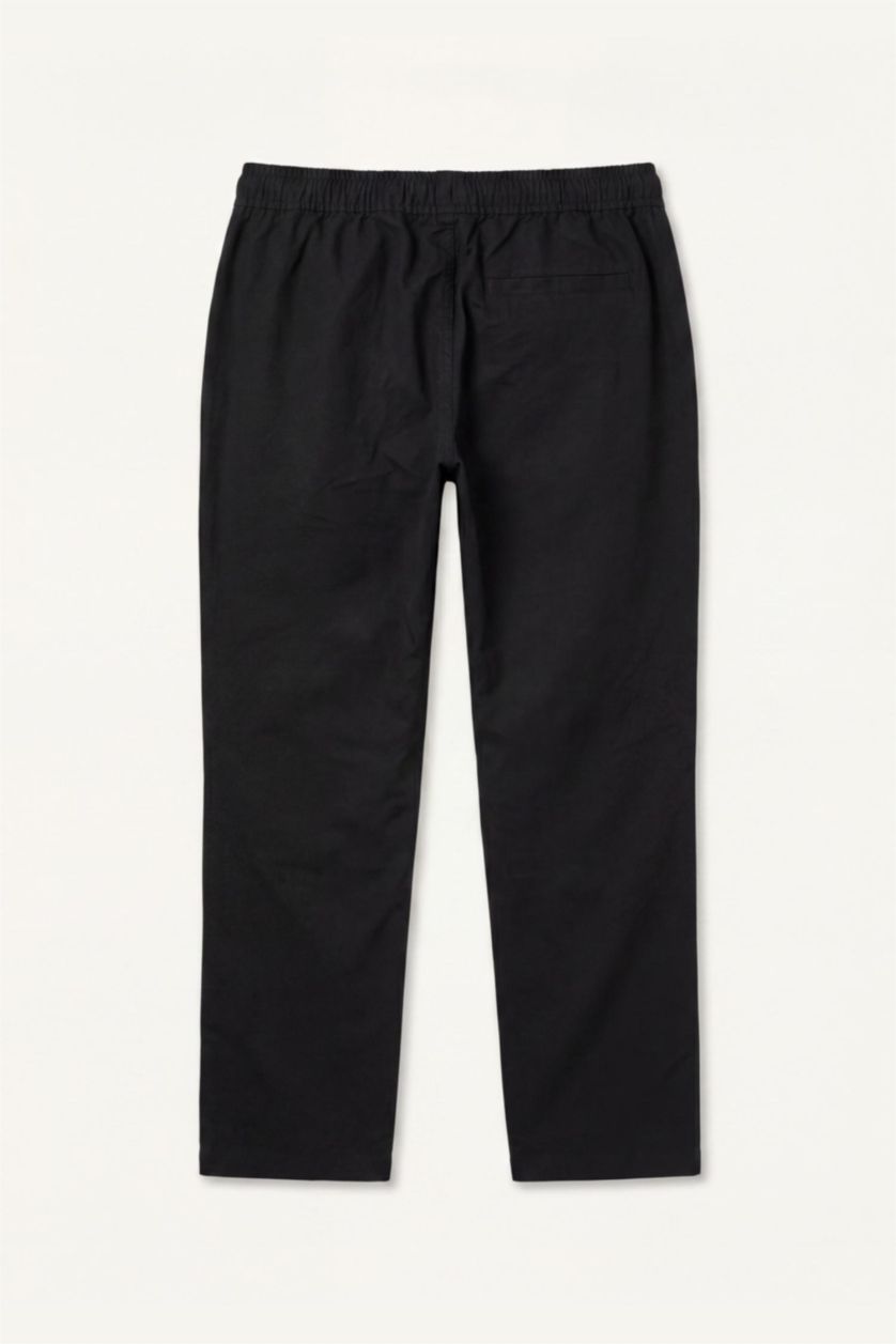 MAN Black Linen Blend Elastic Waist Regular Fit Black Trousers