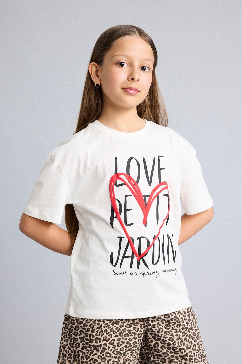 Girls & Teens Ecru Girl Regular Fit Printed Short Sleeve T-Shirt