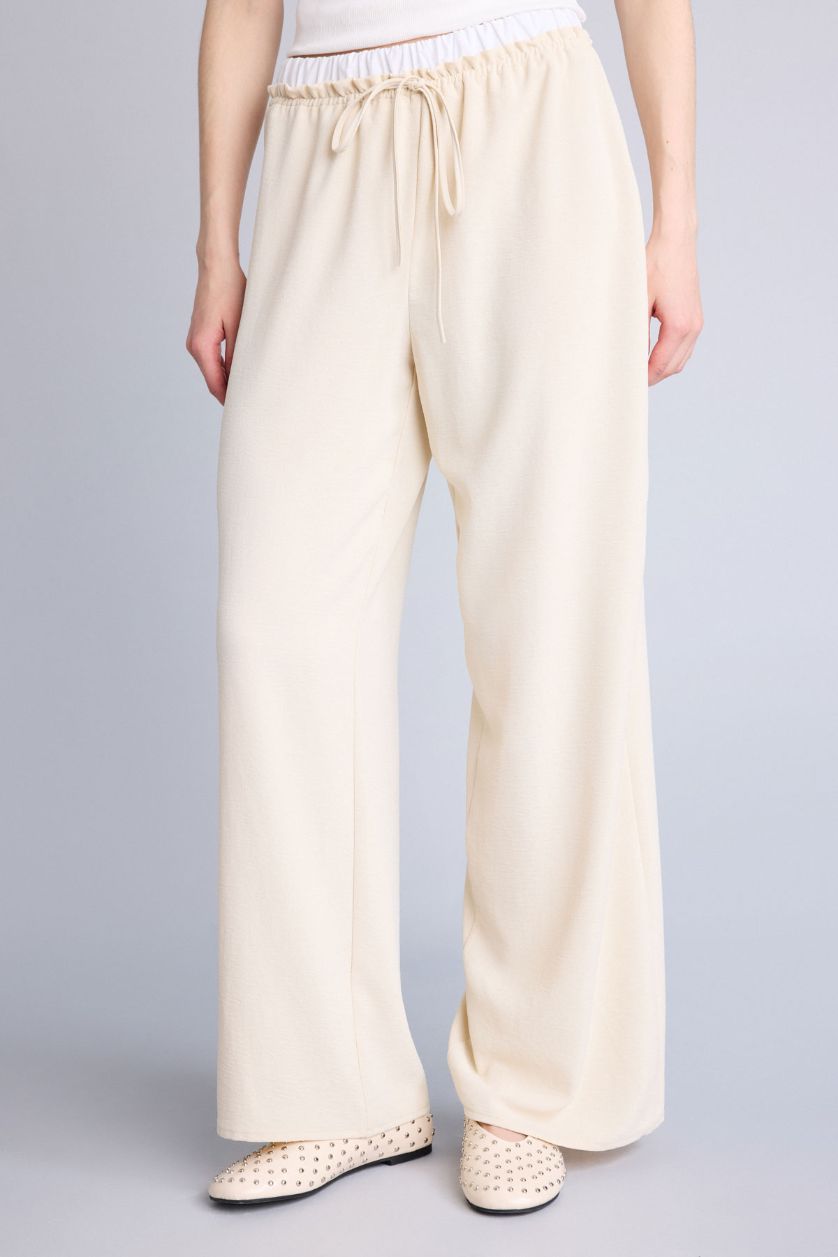 Kadın Bej Regular Fit Yüksek bel Pantolon