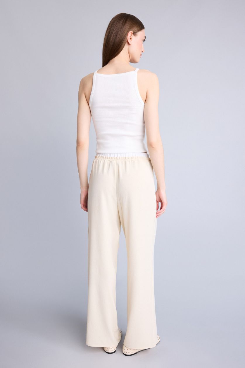 Kadın Bej Regular Fit Yüksek bel Pantolon