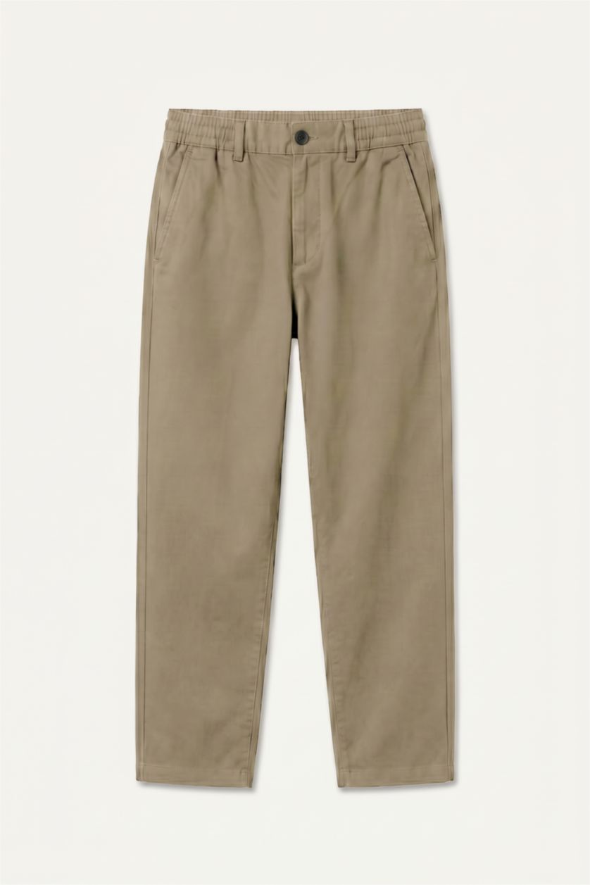 Men Beige Tapered Fit Trousers