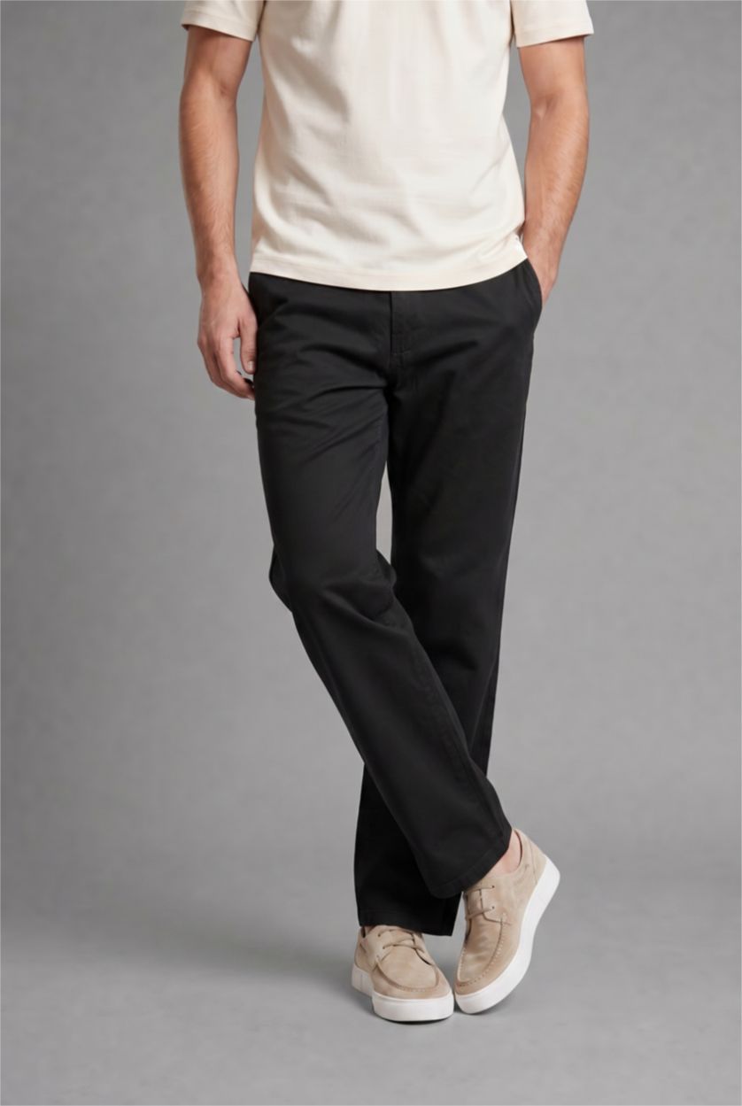 Men Black Tapered Fit Trousers