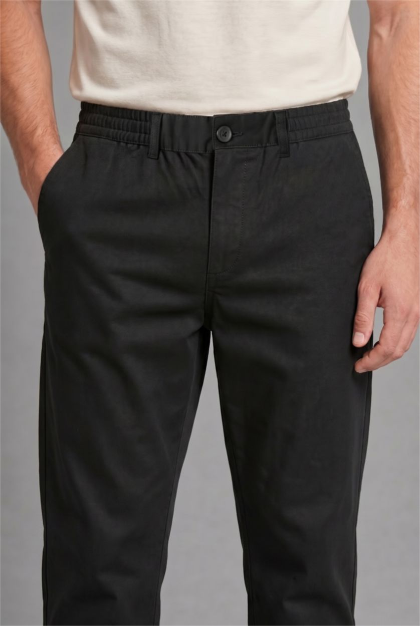 Men Black Tapered Fit Trousers