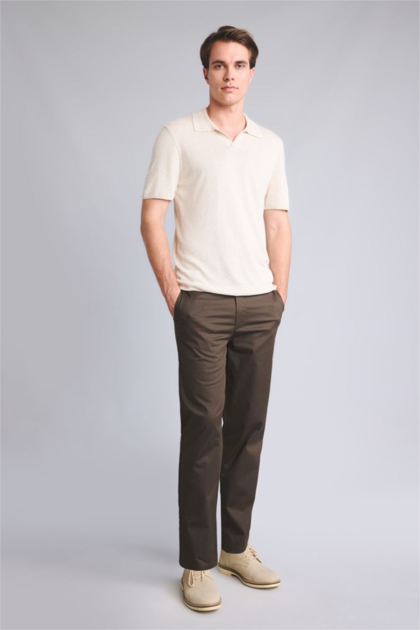 Men Khaki Tapered Fit Trousers