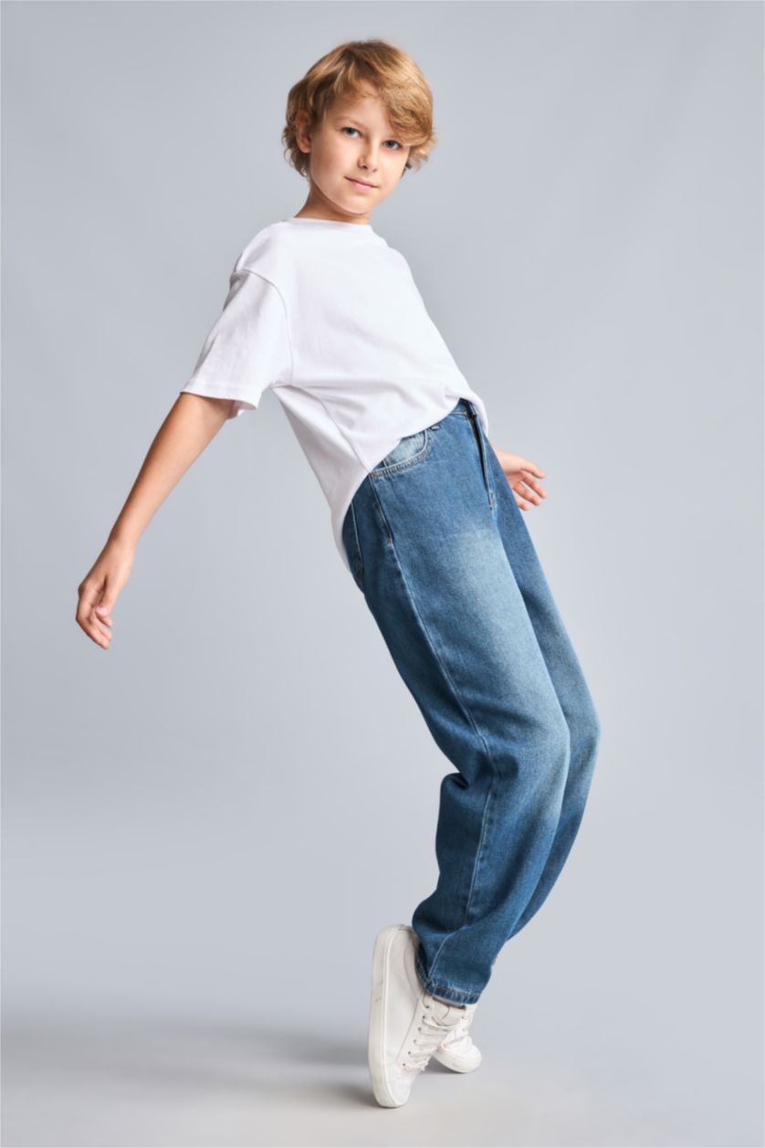 Erkek Çocuk - Genç Erkek Mavi Balloon Fit Jean Pantolon Erkek Çocuk