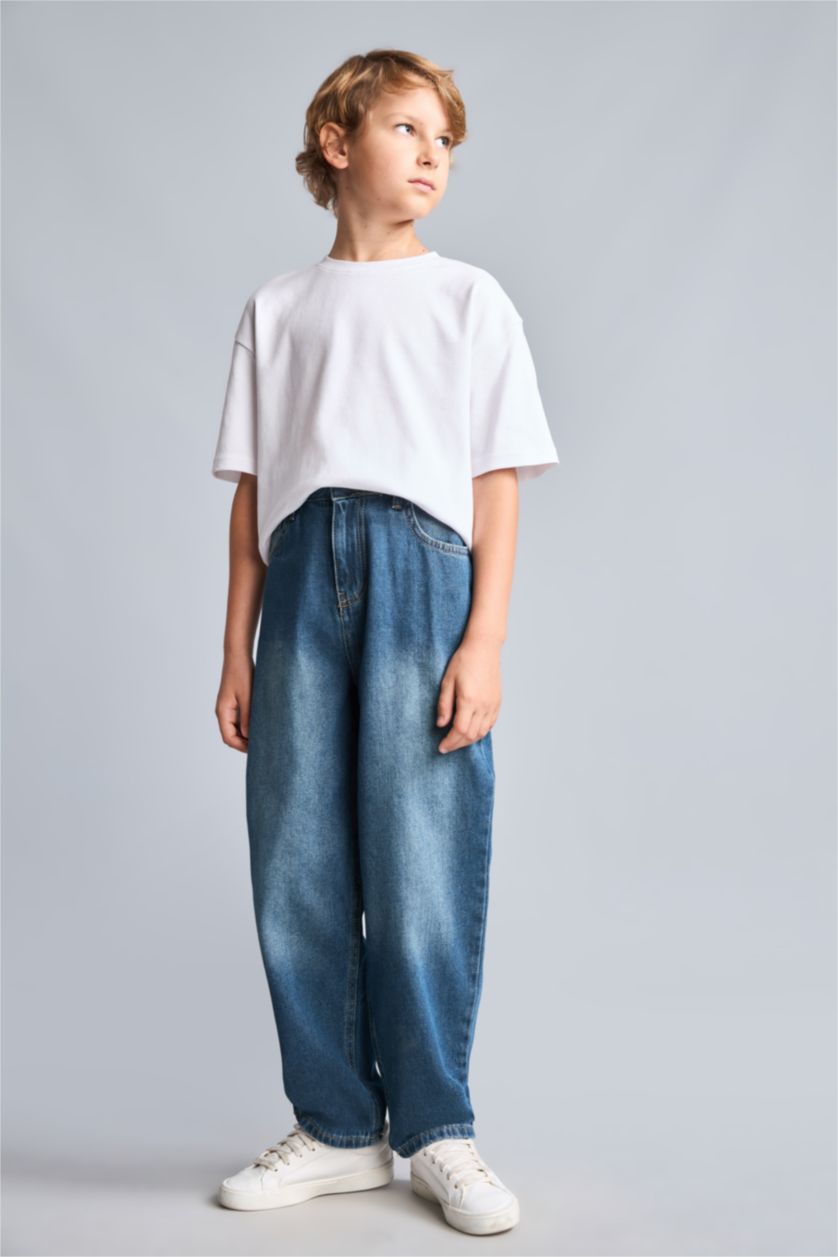 Erkek Çocuk - Genç Erkek Mavi Balloon Fit Jean Pantolon Erkek Çocuk