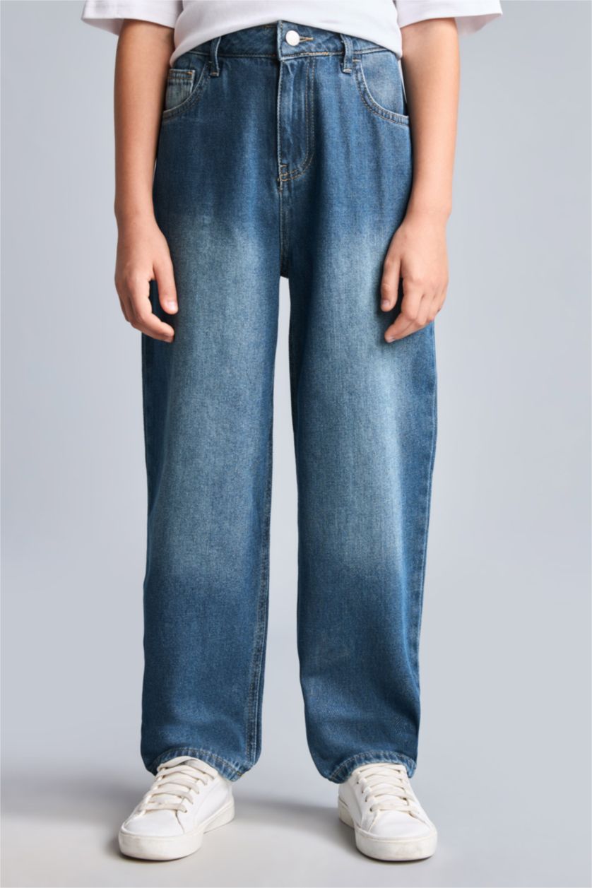 Erkek Çocuk - Genç Erkek Mavi Balloon Fit Jean Pantolon Erkek Çocuk