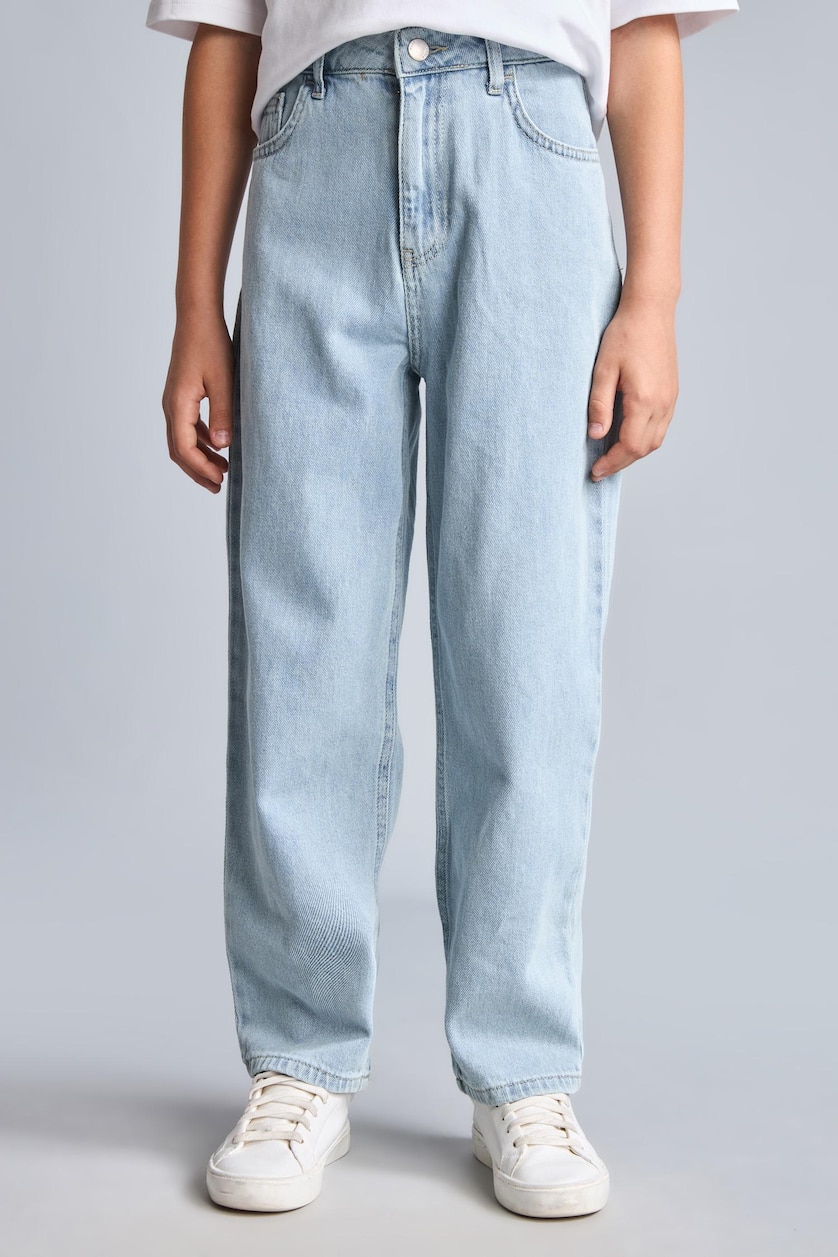 Erkek Çocuk - Genç Erkek Açık Mavi %100 Pamuk Balloon Fit Jean Pantolon Erkek Çocuk
