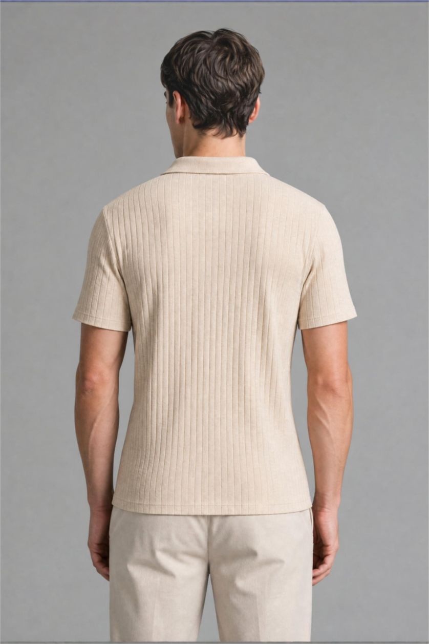Erkek Taş Regular Fit Polo Tişört